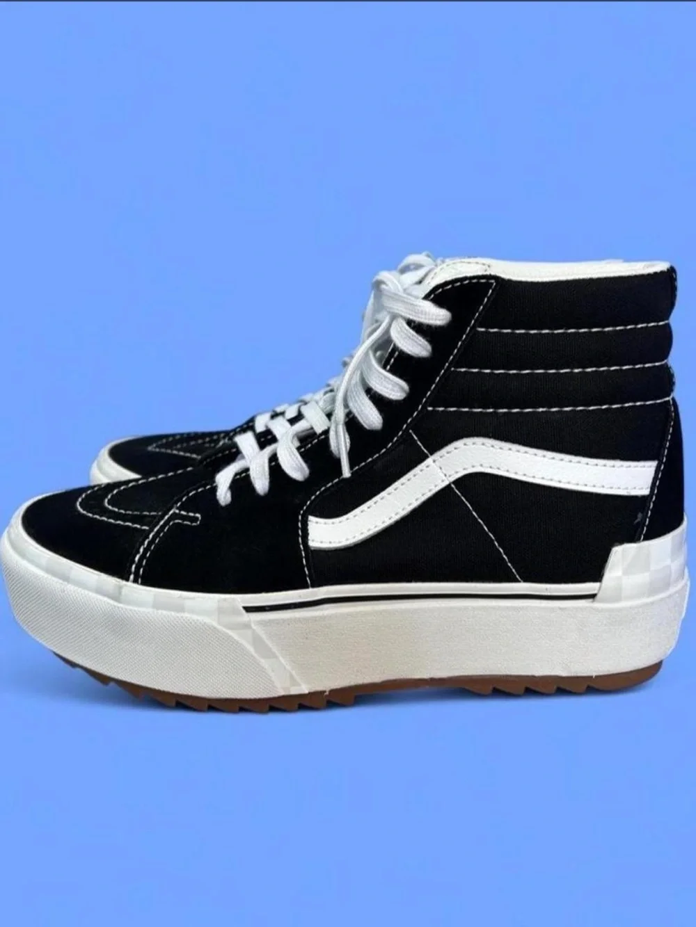 Vans Black and White Sk8-Hi Stacked platform size M 8/W9.5